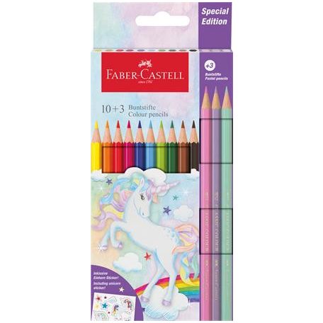 FABER-CASTELL Színes ceruza készlet, hatszögletű, FABER-CASTELL"Unikornis" 10+3 különböző szín