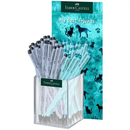 FABER-CASTELL Grafitceruza display, HB, háromszögletű, FABER-CASTELL "Dogs & Cats", vegyes minta