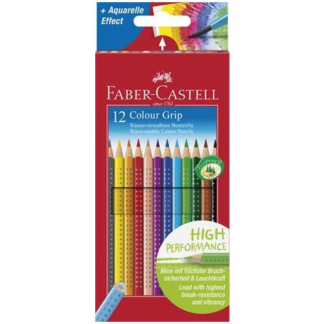 FABER-CASTELL Színes ceruza készlet, háromszögletű, FABER-CASTELL "Grip 2001", 12 különböző szín