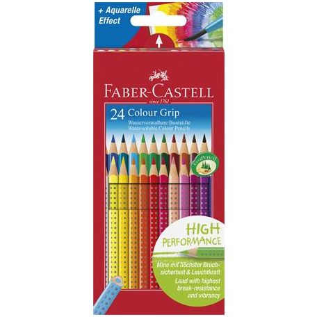 FABER-CASTELL Színes ceruza készlet, háromszögletű, FABER-CASTELL "Grip 2001", 24 különböző szín