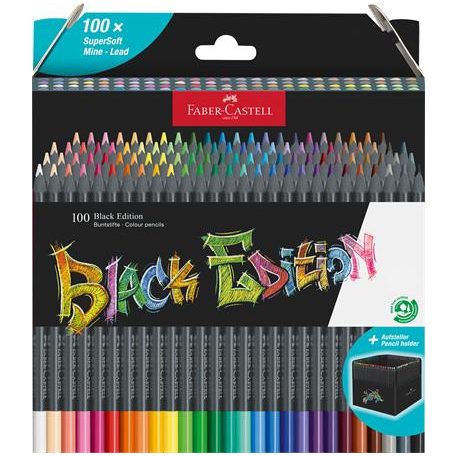 FABER-CASTELL Színes ceruza készlet, háromszögletű, FABER-CASTELL "Black Edition",  100 különböző szín