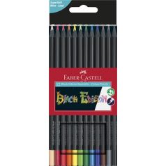   FABER-CASTELL Színes ceruza készlet, háromszögletű, FABER-CASTELL "Black Edition", 12 különböző szín