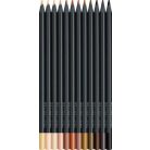 FABER-CASTELL Színes ceruza készlet, háromszögletű, FABER-CASTELL "Black Edition",  12 különböző bőrszín