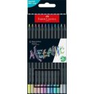 FABER-CASTELL Színes ceruza készlet, háromszögletű, FABER-CASTELL "Black Edition",  12 különböző metál szín