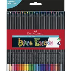   FABER-CASTELL Színes ceruza készlet, háromszögletű, FABER-CASTELL "Black Edition", 24 különböző szín