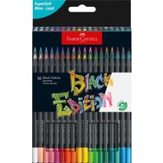   FABER-CASTELL Színes ceruza készlet, háromszögletű, FABER-CASTELL "Black Edition",  36 különböző szín