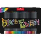 FABER-CASTELL Színes ceruza készlet, háromszögletű, fémdobozban, FABER-CASTELL "Black Edition",  36 különböző szín