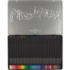 FABER-CASTELL Színes ceruza készlet, háromszögletű, fémdobozban, FABER-CASTELL "Black Edition",  36 különböző szín