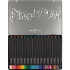  FABER-CASTELL Színes ceruza készlet, háromszögletű, fémdobozban, FABER-CASTELL "Black Edition",  36 különböző szín