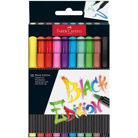 FABER-CASTELL Ecsetirón készlet, FABER-CASTELL "Black Edition" 10 különböző szín