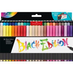   FABER-CASTELL Ecsetirón készlet, tartóval, FABER-CASTELL "Black Edition", 50 különböző szín