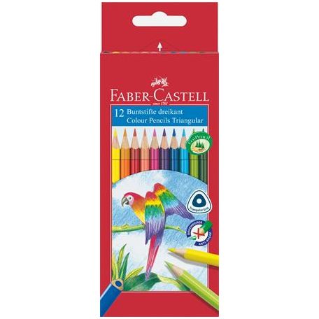 FABER-CASTELL Színes ceruza készlet, háromszögletű, FABER-CASTELL "Papagáj", 12 különböző szín