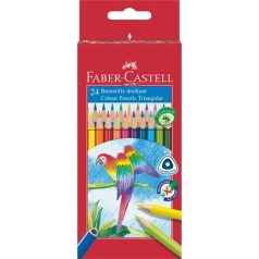   FABER-CASTELL Színes ceruza készlet, háromszögletű, FABER-CASTELL "Papagáj", 24 különböző szín