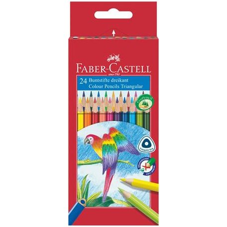 FABER-CASTELL Színes ceruza készlet, háromszögletű, FABER-CASTELL "Papagáj", 24 különböző szín