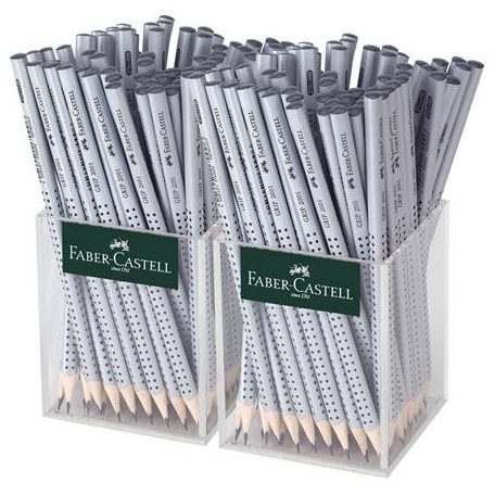 FABER-CASTELL Grafitceruza display, HB, háromszögletű, FABER-CASTELL "Grip 2001", ezüst