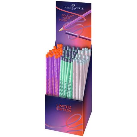 FABER-CASTELL Grafitceruza display, B, háromszögletű, FABER-CASTELL "Grip 2001 Flow", vegyes színek
