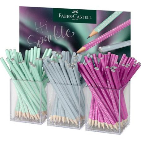 FABER-CASTELL Grafitceruza display, B, háromszögletű, FABER-CASTELL "Sparkle Aurora", vegyes színek