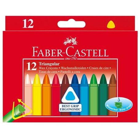 FABER-CASTELL Zsírkréta, háromszögletű, FABER-CASTELL , 12 különböző szín