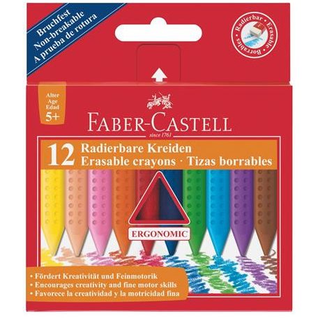 FABER-CASTELL Zsírkréta, háromszögletű, FABER-CASTELL "Grip", 12 különböző szín