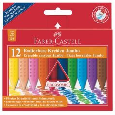   FABER-CASTELL Zsírkréta, háromszögletű, FABER-CASTELL "Jumbo Grip", 12 különböző szín