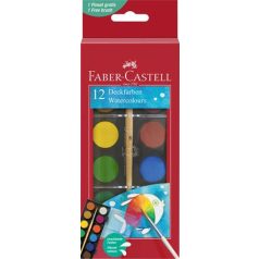   FABER-CASTELL Vízfesték, 12 darabos, 24 mm, ecsettel, FABER-CASTELL