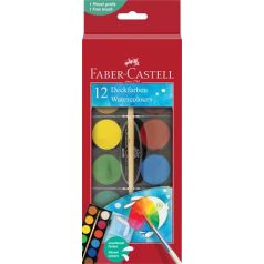   FABER-CASTELL Vízfesték, 12 darabos, 30 mm, ecsettel, FABER-CASTELL