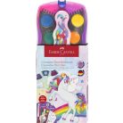 FABER-CASTELL Vízfesték, 12 darabos, összeilleszthető, FABER-CASTELL "Unikornis"+1 tubus fehér tempera+unikornis matrica