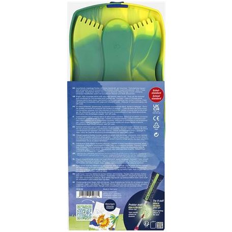 FABER-CASTELL Vízfesték, 12 darabos, összeilleszthető, FABER-CASTELL "Dinoszaurusz"+1 tubus fehér tempera + dinoszaurusz matrica