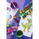 FABER-CASTELL Vízfesték, 12 darabos, összeilleszthető, FABER-CASTELL "Dinoszaurusz"+1 tubus fehér tempera + dinoszaurusz matrica