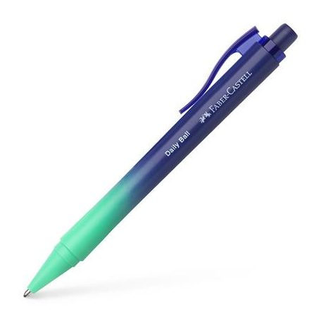 FABER-CASTELL Golyóstoll, 1 mm, XB, nyomógombos, türkiz-kék tolltest, FABER-CASTELL "Daily Ball Flow", kék