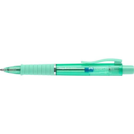 FABER-CASTELL Golyóstoll, 1 mm, XB, nyomógombos, mentazöld testszín, FABER-CASTELL "Poly Ball View Aurora", kék