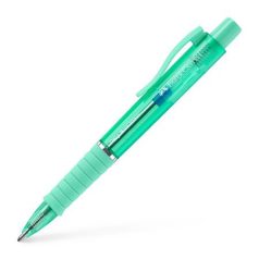   FABER-CASTELL Golyóstoll, 1 mm, XB, nyomógombos, mentazöld testszín, FABER-CASTELL "Poly Ball View Aurora", kék