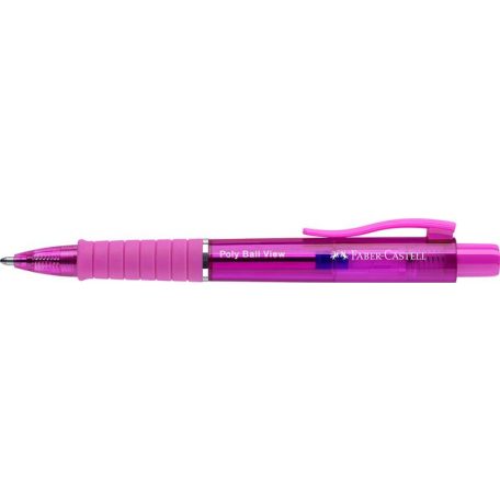 FABER-CASTELL Golyóstoll, 1 mm, XB, nyomógombos, fukszia testszín, FABER-CASTELL "Poly Ball View Aurora", kék