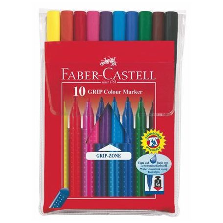 FABER-CASTELL Filctoll készlet, háromszögletű, FABER-CASTELL "Grip", 10 különböző szín