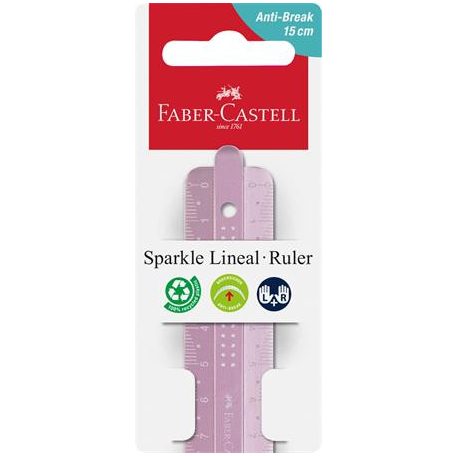 FABER-CASTELL Vonalzó, műanyag, törhetetlen, 15 cm, FABER-CASTELL "Sparkle", vegyes színek