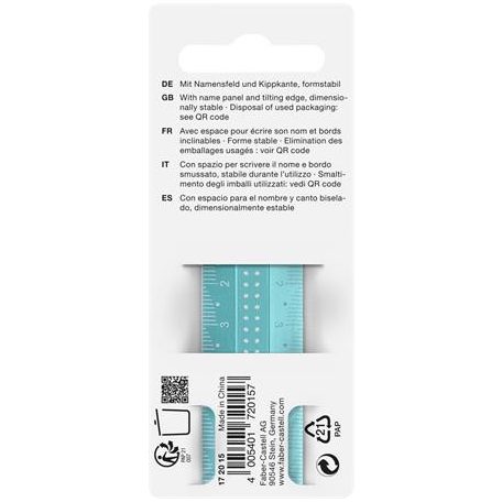 FABER-CASTELL Vonalzó, műanyag, törhetetlen, 15 cm, FABER-CASTELL "Sparkle", vegyes színek