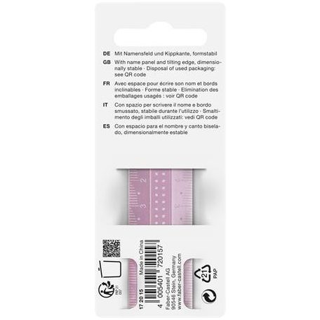 FABER-CASTELL Vonalzó, műanyag, törhetetlen, 15 cm, FABER-CASTELL "Sparkle", vegyes színek