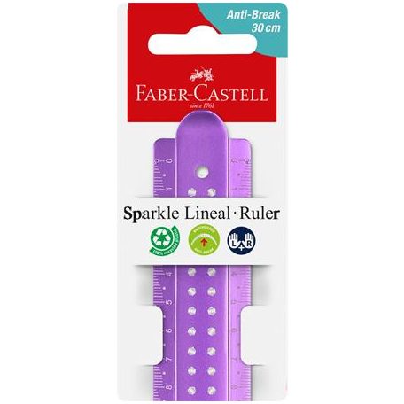 FABER-CASTELL Vonalzó, műanyag, törhetetlen, 30 cm, FABER-CASTELL "Sparkle", vegyes színek