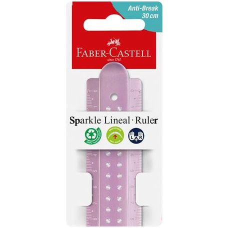 FABER-CASTELL Vonalzó, műanyag, törhetetlen, 30 cm, FABER-CASTELL "Sparkle", vegyes színek