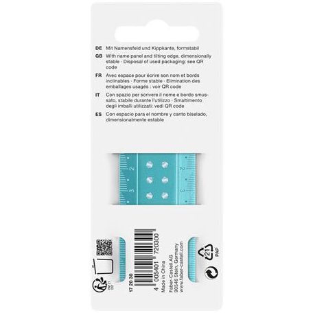 FABER-CASTELL Vonalzó, műanyag, törhetetlen, 30 cm, FABER-CASTELL "Sparkle", vegyes színek