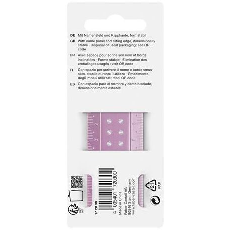 FABER-CASTELL Vonalzó, műanyag, törhetetlen, 30 cm, FABER-CASTELL "Sparkle", vegyes színek