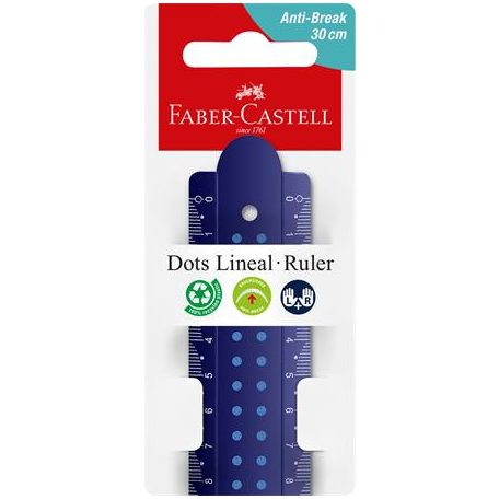 FABER-CASTELL Vonalzó, műanyag, törhetetlen, 30 cm, FABER-CASTELL "Pöttyös", vegyes színek