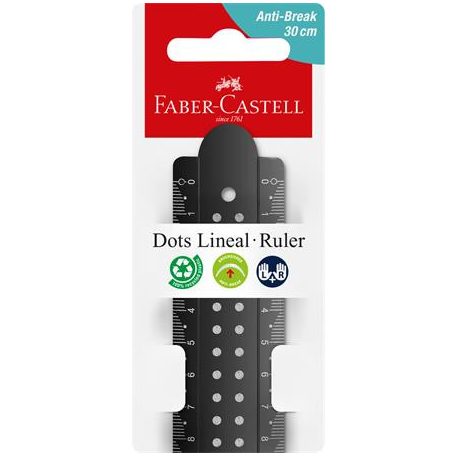 FABER-CASTELL Vonalzó, műanyag, törhetetlen, 30 cm, FABER-CASTELL "Pöttyös", vegyes színek