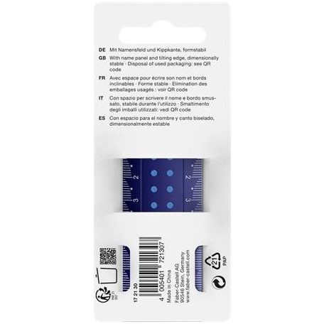 FABER-CASTELL Vonalzó, műanyag, törhetetlen, 30 cm, FABER-CASTELL "Pöttyös", vegyes színek