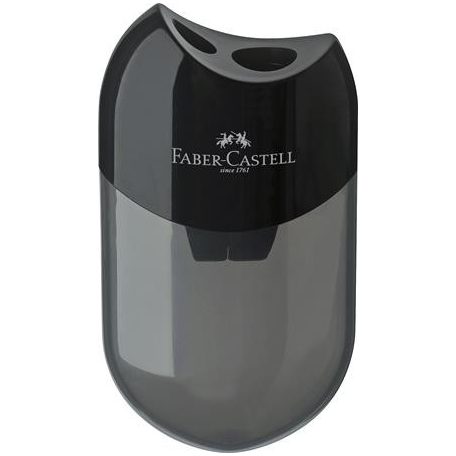 FABER-CASTELL Hegyező, kétlyukú, tartályos, FABER-CASTELL, fekete