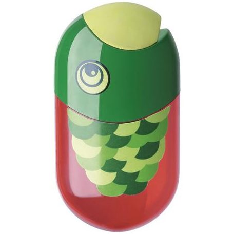 FABER-CASTELL Hegyező és radír, kétlyukú, tartályos, FABER-CASTELL, hal minta