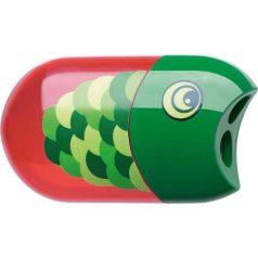   FABER-CASTELL Hegyező és radír, kétlyukú, tartályos, FABER-CASTELL, hal minta