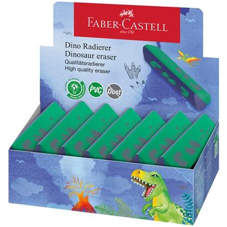 FABER-CASTELL Radír display, háromszögletű, FABER-CASTELL, dinoszaurusz