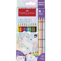   FABER-CASTELL Színes ceruza készlet, háromszögletű, FABER-CASTELL "Grip", 13 különböző szín, unikornis