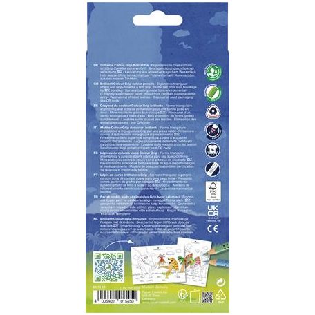 FABER-CASTELL Színes ceruza készlet, háromszögletű, FABER-CASTELL "Grip Dinoszaurusz" 10+3 különböző szín